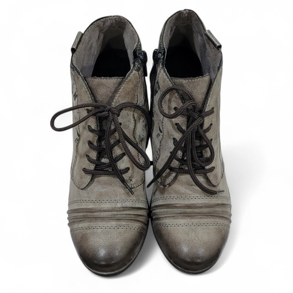 Remonte Servia Script Print Ankle Boots Gray Steampunk Womens Size 6 - Picture 3 of 17
